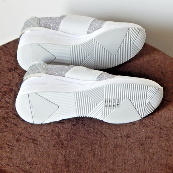 Michael Kors Felix Trainer Silver Rainbow Glitter Wedge Sneaker Shoe 8.5 M NIB - Picture 11 of 11